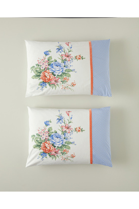 Rose Romance Combination Cotton 2-Piece Pillowcase 50X70 cm Blue