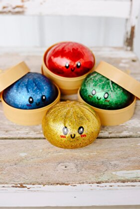 Squishy Antistress Toy Translucent Dumpling with Glitter, Kawaii Round Shape, Lights and Sensory Gel Texture, with a different color surprise in each box