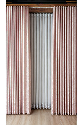 Powder Pink Turkish Sand Texture Drapery Curtain