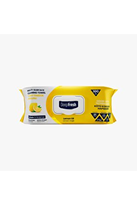 Vegan multi-surface wet wipes with lemon, baking soda and vinegar DeepFresh 100 pcs