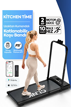 Yeni Nesil Bluetoothlu Koşu Bandı 10 Km Hız 2 Hp Motor Kumandalı Profesyonel