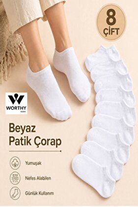 Balení 8 bílých krátkých kotníkových ponožek