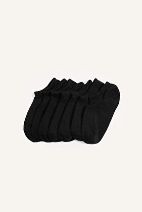 Nahtlose 7-teilige Sneaker-Socken für Damen in Schwarz H5640AXNS
