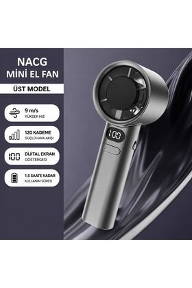 Şarjlı Taşınabilir El Fanı - Sessiz USB Masaüstü Vantilatör - 120 Kademe Hız ayarı-Şarjlı