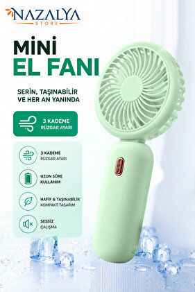 Taşınılabilir Şarjlı El ve Masa Fanı - Mini Vantilatör Soğutucu