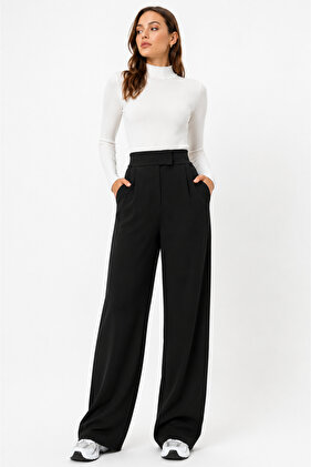 Line Women's Stretch Fabric Hook-and-Loop Closure Black Palazzo Pants
