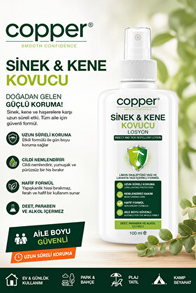 Sivrisinek ve Kene Kovucu %100 Doğal Sprey Losyon Bitkisel Tüm Vücut İçin Seyahat Tatil Boy 100 ML