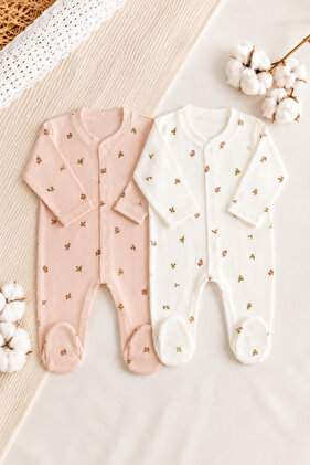 Baby Girl Floral Patterned 2-Piece Jumpsuit Set Newborn 1-3-6 months