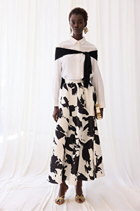 PATTERNED SATIN SKIRT
