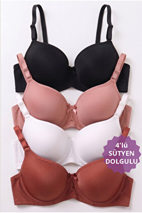 Kadın Telli Dolgulu Destekli 4'lü Sütyen Takımı