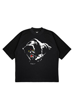 Unisex oversize Vlone majica sa printom crne pantere, širokog kroja, od debele tkanine (240gsm)