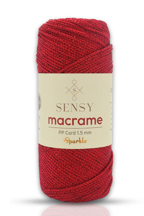 Simli Polyester 1,5 mm Makrome İpi 100 gr Supla İpi ve Çanta İpi Polyester İpliği Koyu Kırmızı