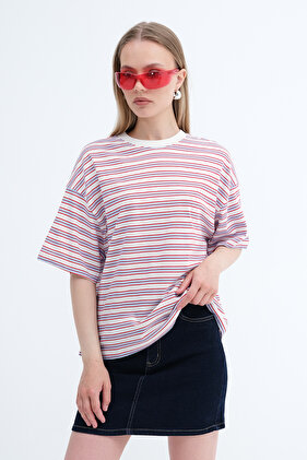 Bisiklet Yaka Çizgili T-shirt P19330