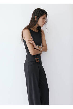 Draped appliqué combined jumpsuit