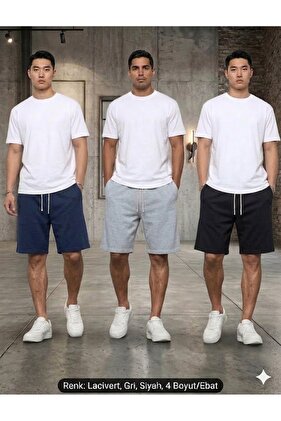 Paket od 3 komada: tamnoplavi, sivi, crni oversize unisex set šortsa
