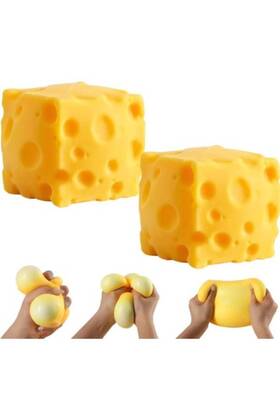 Jucărie Squishy Anti-stres Brânză, Mare 9 cm, Jucărie Moale de Strâns în formă de Brânză, Model Senzorial Elastic
