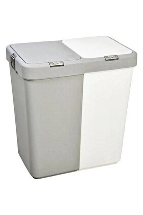 mt-09 Çift gözlü 80 litre çamaşır sepeti-Gri+Beyaz- T.YOL