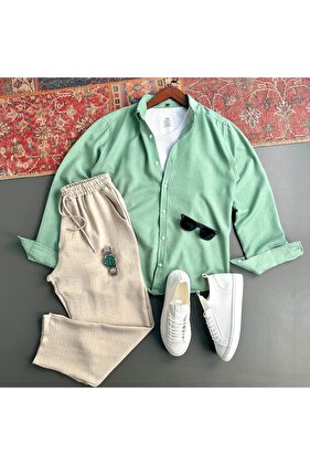 Men's Crinkled Linen Shirt and Pants Set