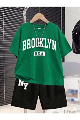 LETNJA DEČJA MAJICA I KRATKE HLAČE UNISEKS (BROOKLYN USA BELI TISK)