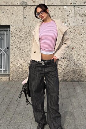 Düşük bel baggy barrel fit jean
