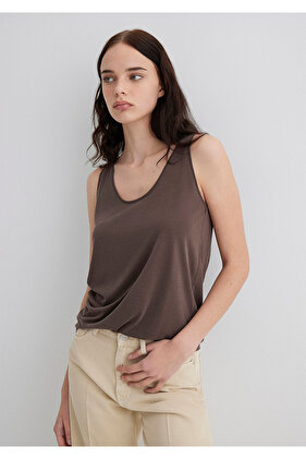 Soft-Premium Kahverengi (TENCEL™) Modal Karışımlı Atlet Slim Fit / Dar Kesim 1613216-87537