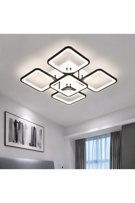Квадратен LED полилей 4+1 димируем с дистанционно управление, 3 вида светлина, 39 x 39 x 12 см, JOZY ®