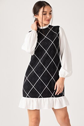 Rochie cu model pentru femei cu guler afumat și fund cu volan ARM-21K001041