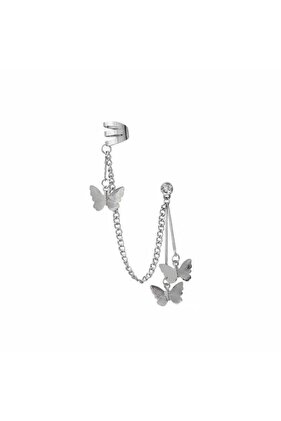 Zincirli Kıkırdak Kelebek Küpe