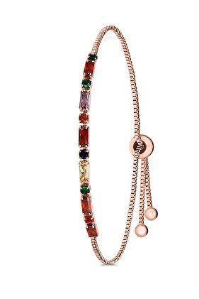 Adjustable Women's Colorful Baguette Waterway Bracelet with Zircon Stone