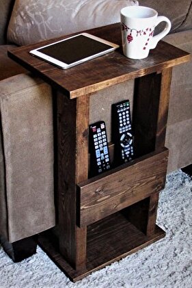 Yan Sehpa Masif Ağaç Ceviz Renk 45x30 Cm