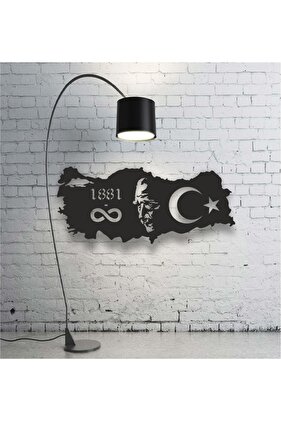 Türkiye Haritası Atatürk Tablo Ahşap Mdf Lazer Kesim