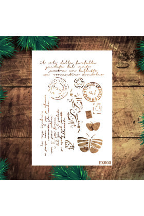 Stencil Tasarım Yz002 El Yazısı - Dekoratif Duvar, Eşya, Fayans,kumaş Boyama Şablonları 21x30cm