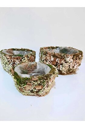 3'lü Takım Yosunlu Sepet