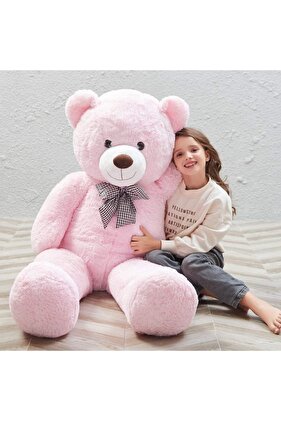 دب قطيفة لطيف بطول 120 سم مع ربطة عنق - دمية دب قطيفة كبيرة من القماش الفاخر