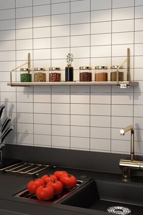 Mutfak Rafı Büyük Boy, Çocuk Odası Duvar Rafı, Banyo Rafı, Çalışma Odası Rafı, Kitaplık Gold