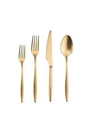 مجموعة سكاكين ملعقة شوكة ذهبية غير لامعة من جولدينوكس مكونة من 24 قطعة تتسع لـ 6 أشخاص