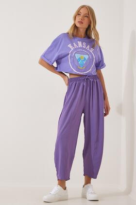 Kadın Lila Ayrobin Şalvar Pantolon CI00036