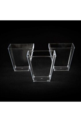 Şeffaf Kristal Mika Ekstra Sert Plastik 6 Adet Kübik Kase 200 Cc