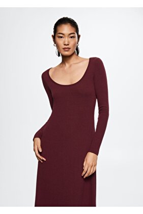 Lastikli Midi Boy Elbise