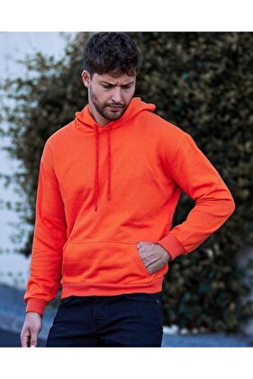 Erkek Sweatshirt Turuncu Renk Kapüşonlu