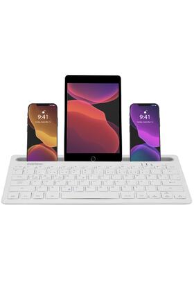 Kb-bt82 Beyaz Bluetooth Ultra Ince+şarjlı Mac/win/android/ıos Uyumlu Tablet Standlı Kablosuz Klavye