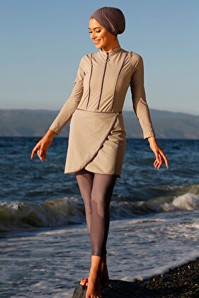 Remsa 3-Piece Skirt Lycra Fully Covered Swimsuit 900-hlm-07 Gray