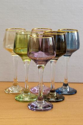 Renkli Kahve Yanı Su Bardağı - 6 Kişilik