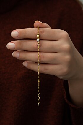 925 Ayar Gümüş Bereketi Minik Toplu Renkli Dorika Gümüş Bileklik