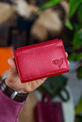 Zeus Genuine Leather Red Women's Wallet with Mini Coin Compartment