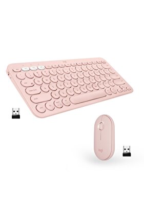 K380 Bluetooth Klavye 920-010067 + M350 Pebble Kablosuz Mouse 910-005717 (pembe)