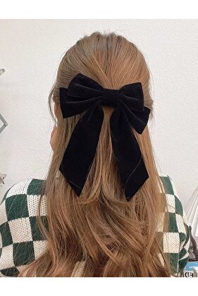 مشبك تلقائي على شكل فيونكة مخملية عتيقة