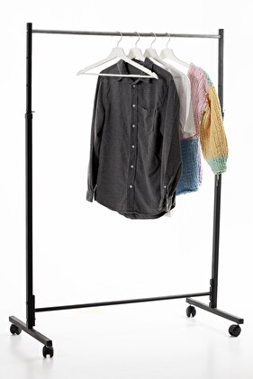 رف ملابس بعجلات مع شماعة معدنية