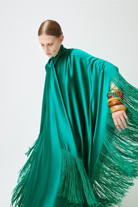 Fringed Dress Emerald Green