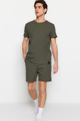 Khaki Regular Fit Pajama Set with Shorts TMNSS23PT00036